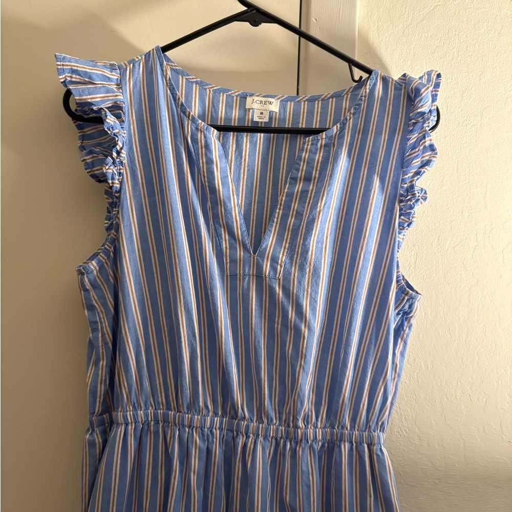 J. Crew Blue and Tan Striped Blouse - Picture 3 of 4